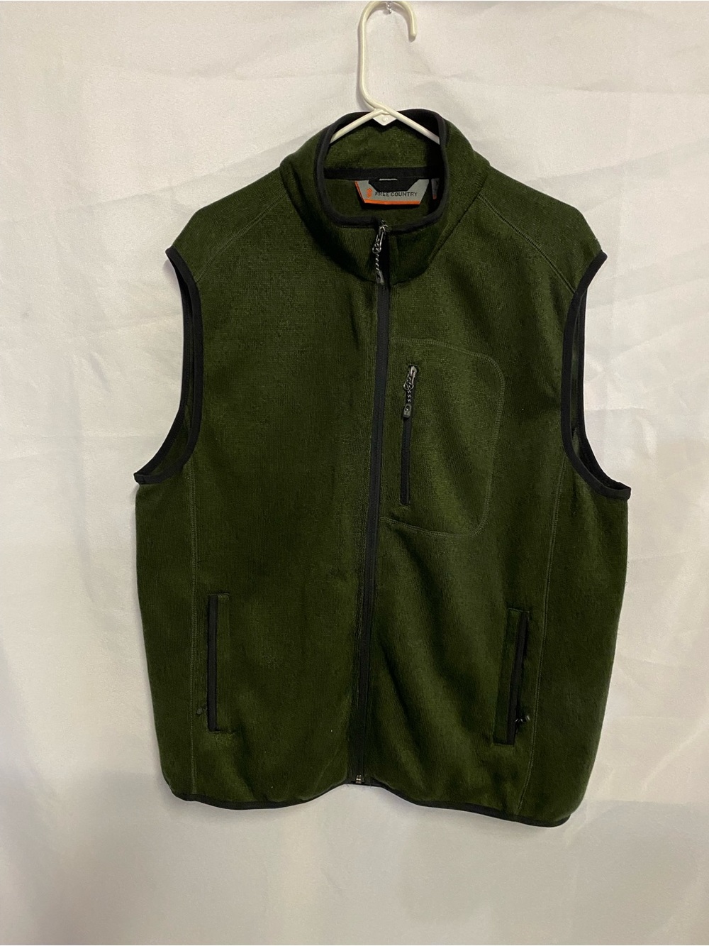 Free Country Olive Green Men's Fleece Vest with Zip Pockets